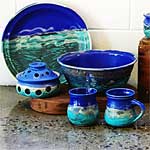 Reef Tableware, stoneware, double glaze dip