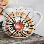 Retro Flower Tableware - Stoneware, hand painted glaze colours 
