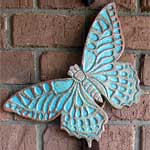 Flying Colours - Butterfly garden plaques, terracotta or glazed stoneware, hand carved